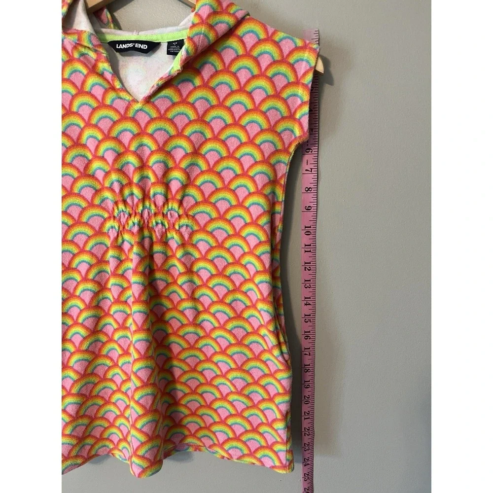 Lands' End Rainbow Hooded Swim Cover-Up Terry Cloth Girl's Size M (8)